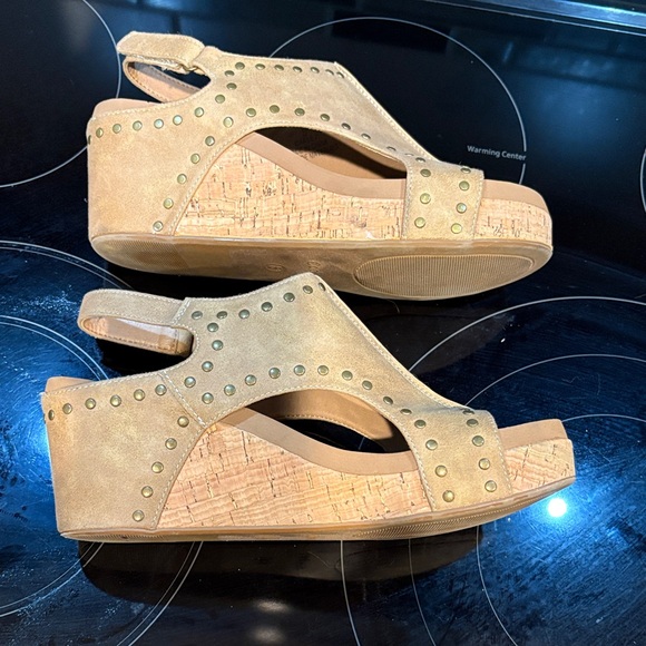 Corkys Carley Tan Studded Wedge Sandals - Picture 9 of 9
